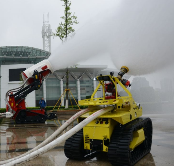 When will the robot enter the fire?
